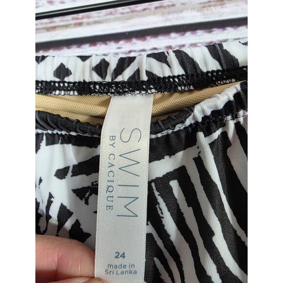 Swim By Cacique Black White Tropical Palm Leaf Print Swim Skirt Plus size 24 - Picture 4 of 5